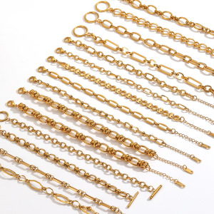 Bracelets À Maillons Pour Femmes, En Acier Inoxydable Imperméable, Couleur Or, À Porter Au Quotidien. h5 Image6