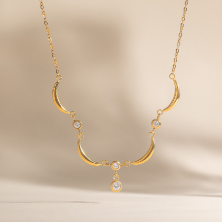 Colliers pendentifs élégants pour femmes, en acier inoxydable doré, motif étoile et lune, étanches et anti-ternissement