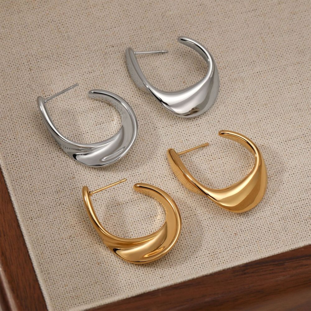 Boucles D'Oreilles Pendantes Pour Femmes, En Acier Inoxydable, Étanches, De Forme Ronde. Image4