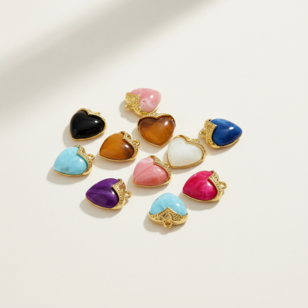 Pendentifs pour femmes en forme de cœur, en acrylique, en acier titane et couleur or, à faire soi-même