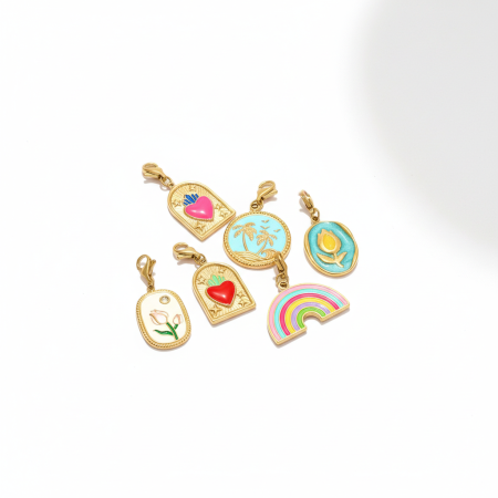 Pendentifs géométriques à faire soi-même en acier titane, fermoir mousqueton, couleur or, pour femmes