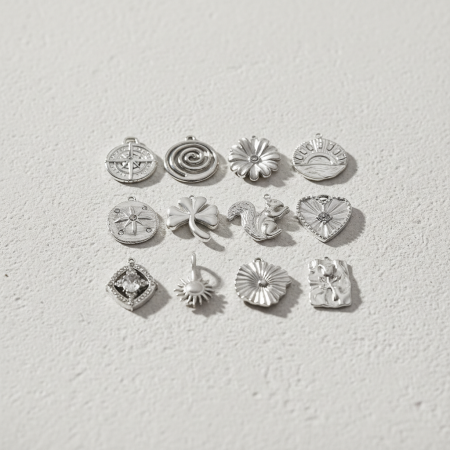 Pendentifs pour femmes en acier titane couleur argent, fil naturel 2