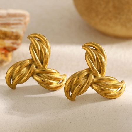 Boucles d'oreilles puces pour femmes, en acier inoxydable doré, de forme irrégulière et étanches