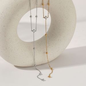 Colliers Pendentifs Pour Femmes En Acier Inoxydable, Couleur Or, Aux Lignes Délicates Et Étanches h5 Image3