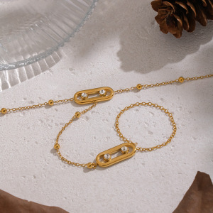 Chaîne Élégante Et Luxueuse En Acier Inoxydable, Étanche, Couleur Or, Avec Zircon. h5 Image3