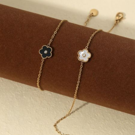 Bracelets à breloques pour femmes, en acier inoxydable, étanches, couleur or, avec motif floral mignon