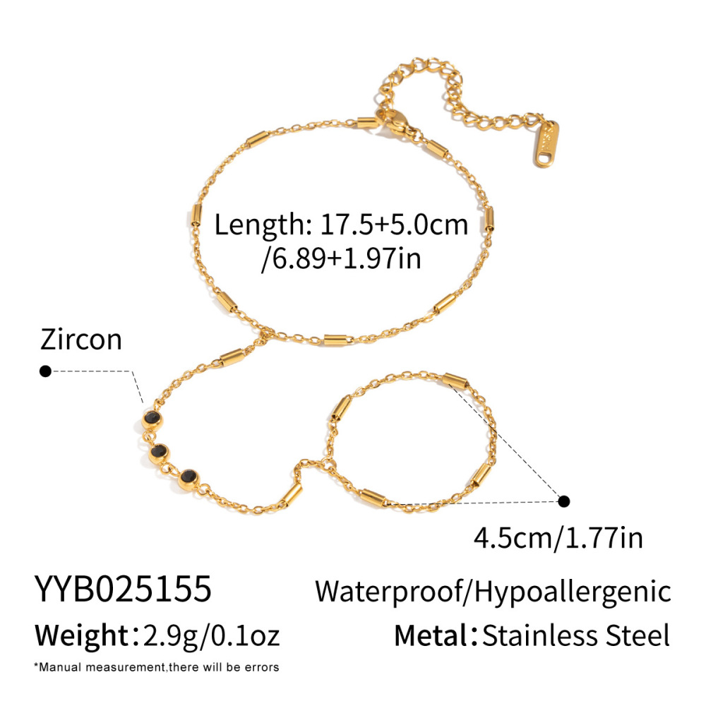 Chaîne Décontractée En Acier Inoxydable Étanche Couleur Or Avec Zircon Pour Femme