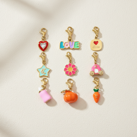 Pendentifs femme en acier titane, série polychrome, à faire soi-même, avec fermoir mousqueton et couleur or