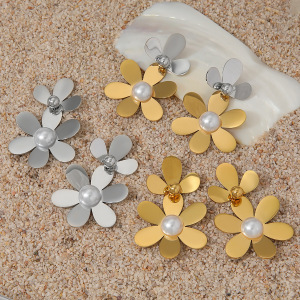 Boucles D'Oreilles Pendantes Pour Femme, Collection Romantique Sweet Flower, En Acier Inoxydable Étanche, Couleur Or h5 Image3