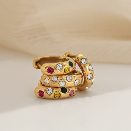 Boucles d'oreilles créoles rétro rondes couleur or pour femmes 2