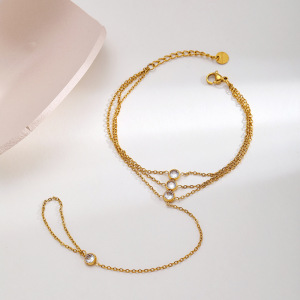 Bracelet Chaîne Élégant Et Luxueux Pour Femme, En Acier Inoxydable, Couleur Or, Avec Zircon Et Or, Couleur Or. h5 Image2