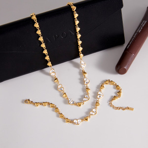 Ensembles De Bijoux Pour Femmes En Acier Inoxydable Poli Brillant En Forme De Cœur, Couleur Or, Imperméables Et Anti-Ternissement h5 Image3