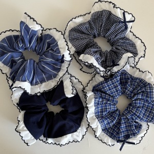 Chouchous Pour Femmes En Tissu À Carreaux Doux De La Série Romantique h5 Image3