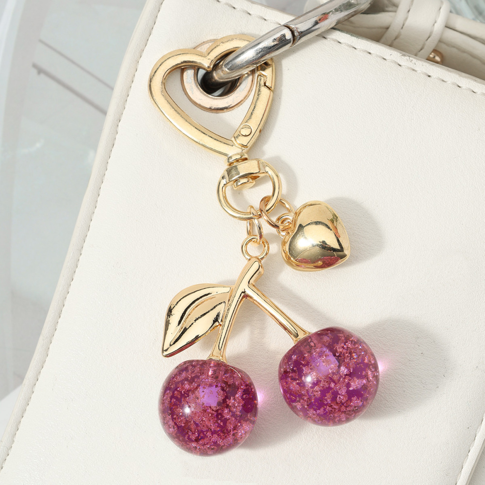 Breloques Pour Sac Femme En Résine Couleur Cerise Vive Unie Image6