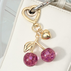 Breloques Pour Sac Femme En Résine Couleur Cerise Vive Unie h5 Image6