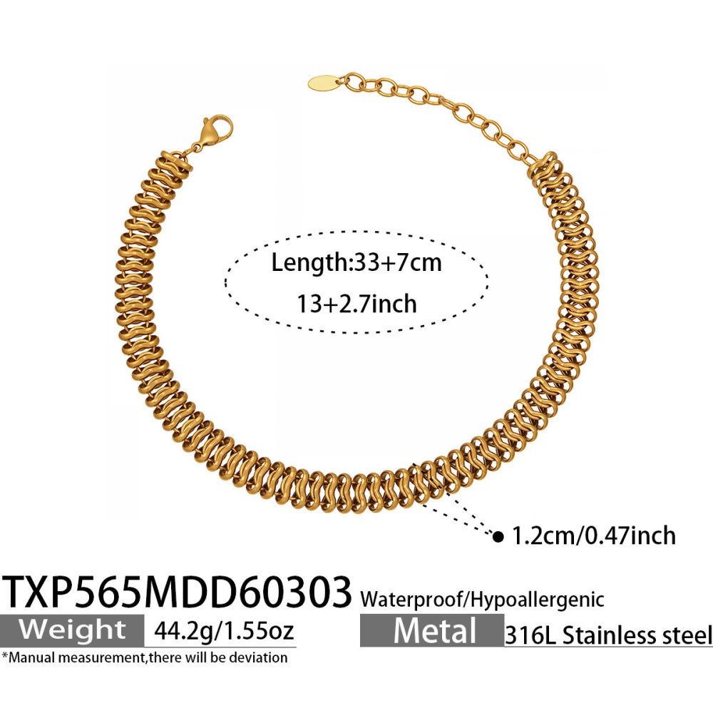 Colliers À Maillons Pour Femmes Daily Chain En Acier Inoxydable Étanche Couleur Or