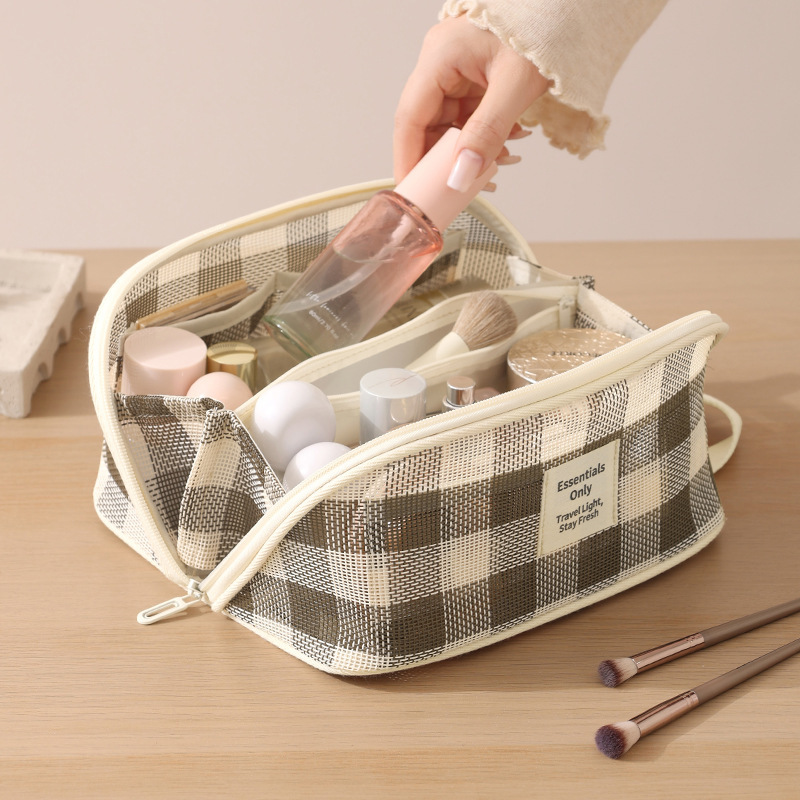 Trousses À Maquillage Simples À Carreaux Pour Femmes h5Image2
