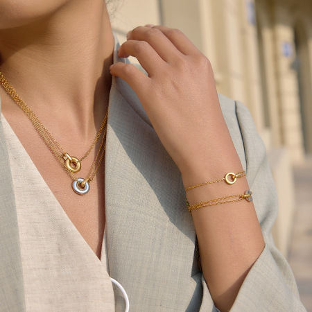 Ensembles de colliers pour femmes, simples, ronds, en acier inoxydable doré et imperméable 2