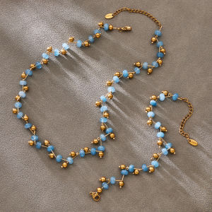 Colliers Pour Femmes Avec Chaînes En Acier Inoxydable Doré Et Perles De Pierre Naturelle h5 Image3