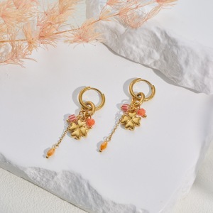Ensembles De Bijoux Pour Femmes Simple Series Daily Clover En Acier Inoxydable Étanche Couleur Or h5 Image3