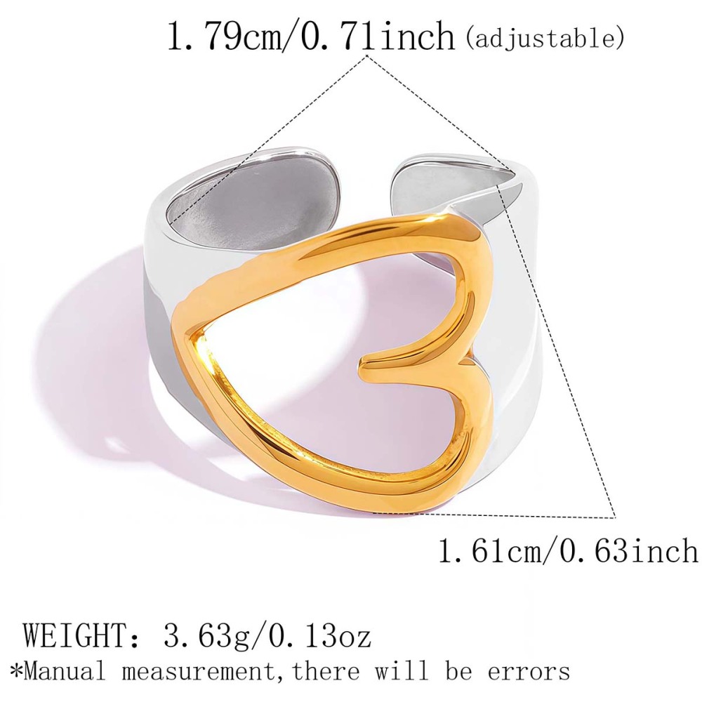 Bagues Minimalistes Rétro En Forme De Cœur, En Acier Inoxydable Étanche, Couleur Or 