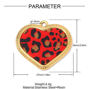 Pendentifs Pour Femmes De La Série Luxueuse, À Faire Soi-Même, Motif Cœur, Léopard Et Trèfle, En Acier Inoxydable Étanche Couleur Or h5