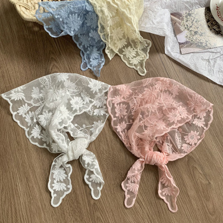 Écharpes d'été pour femmes en dentelle unie à motif floral romantique