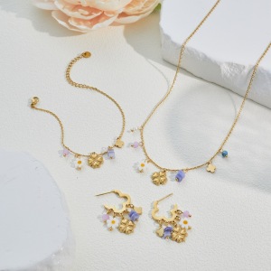 Ensembles De Bijoux Pour Femmes Simple Series Daily Flower En Acier Inoxydable Étanche Couleur Or h5 Image3