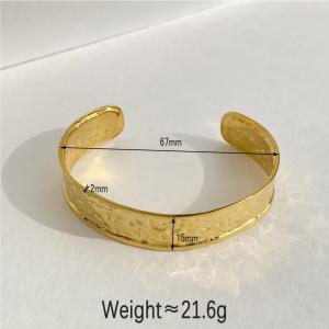 Bracelets Manchettes Pour Femmes En Acier Inoxydable Doré, Motif Martelé Classique h5 Image6
