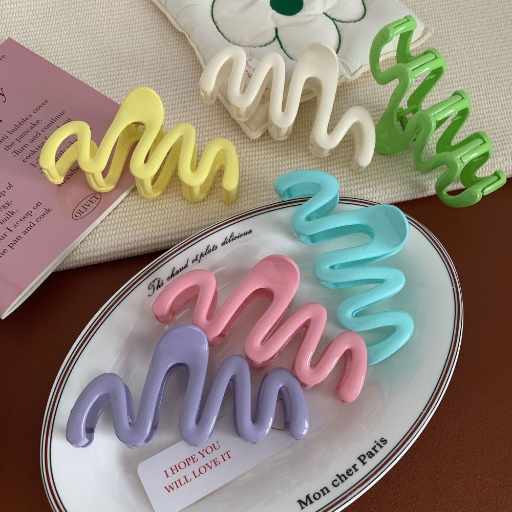 Pinces À Cheveux Pour Femmes En Pvc, Couleur Unie Douce, Série Simple Image3