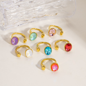 Bagues Pour Femmes En Acier Inoxydable Étanche, Luxueuses Et Élégantes, De Forme Géométrique, Serties De Zircon Et De Pierres Précieuses. h5 Image3