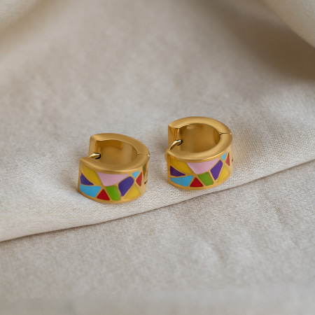 Boucles d'oreilles créoles rétro Daily Circle pour femmes, en acier inoxydable étanche, couleur or