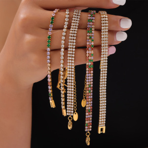 Bracelet Chaîne Luxueux Pour Femme En Acier Inoxydable, Étanche, Couleur Or, Orné De Zircon. h5 Image2
