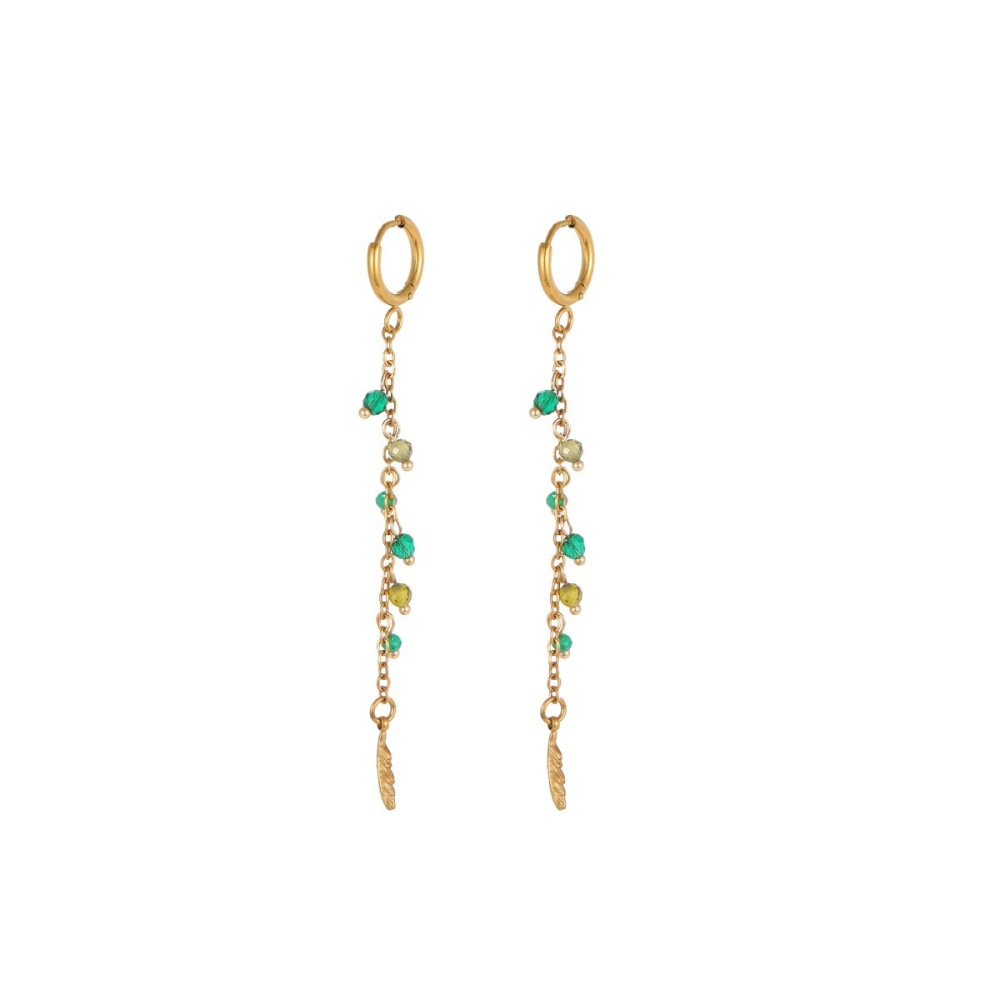 Boucles D'Oreilles Pendantes Simple Series Daily Tassel En Acier Inoxydable Étanche Couleur Or Image5
