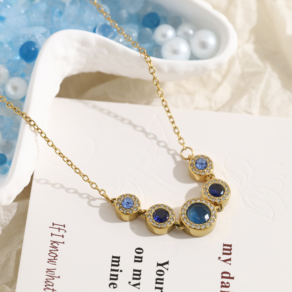 Colliers Pendentifs Pour Femmes, En Acier Inoxydable, Couleur Or, Ornés De Perles Simples Et De Zircon. h5Image3