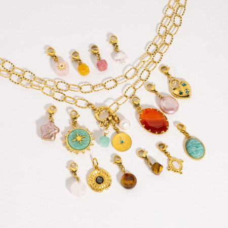 Pendentifs pour femmes, collection romantique, forme irrégulière, pierres naturelles, couleur or, à faire soi-même