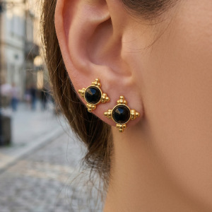 Colliers Pendentifs Rétro En Acier Inoxydable Doré Avec Pierre Naturelle Pour Femmes h5 Image4