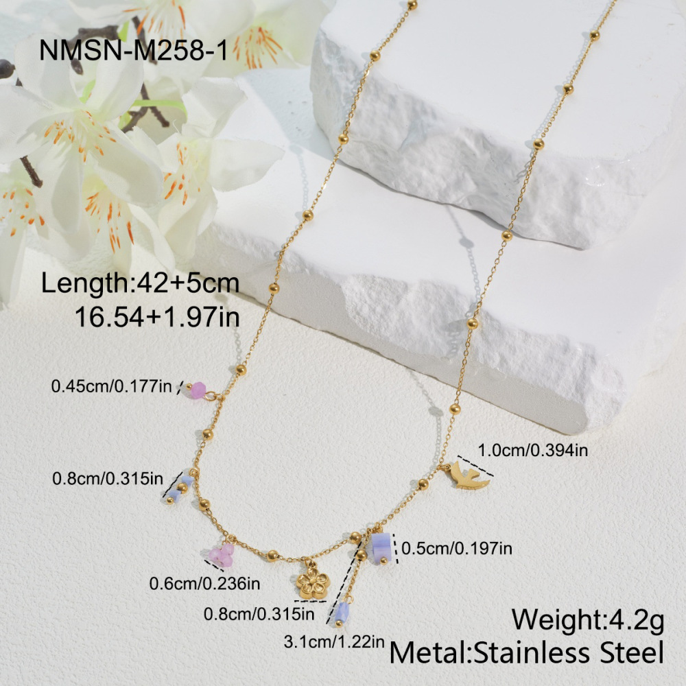 Ensembles De Bijoux Pour Femmes Simple Series Daily Flower En Acier Inoxydable Étanche Couleur Or 