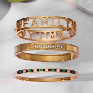 Bracelets Pour Femmes En Acier Inoxydable Doré Ajouré Avec Lettres h5 Image4
