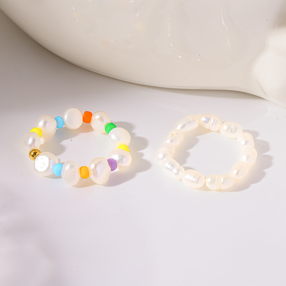 Bagues Perlées Couleur Or, Perles Artificielles, Collection Simple Series Daily Beads Image3