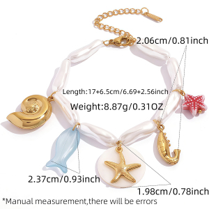 Bracelet À Breloques Simple Series Daily L Coquillage Étoile De Mer En Acier Inoxydable Étanche Couleur Or h5