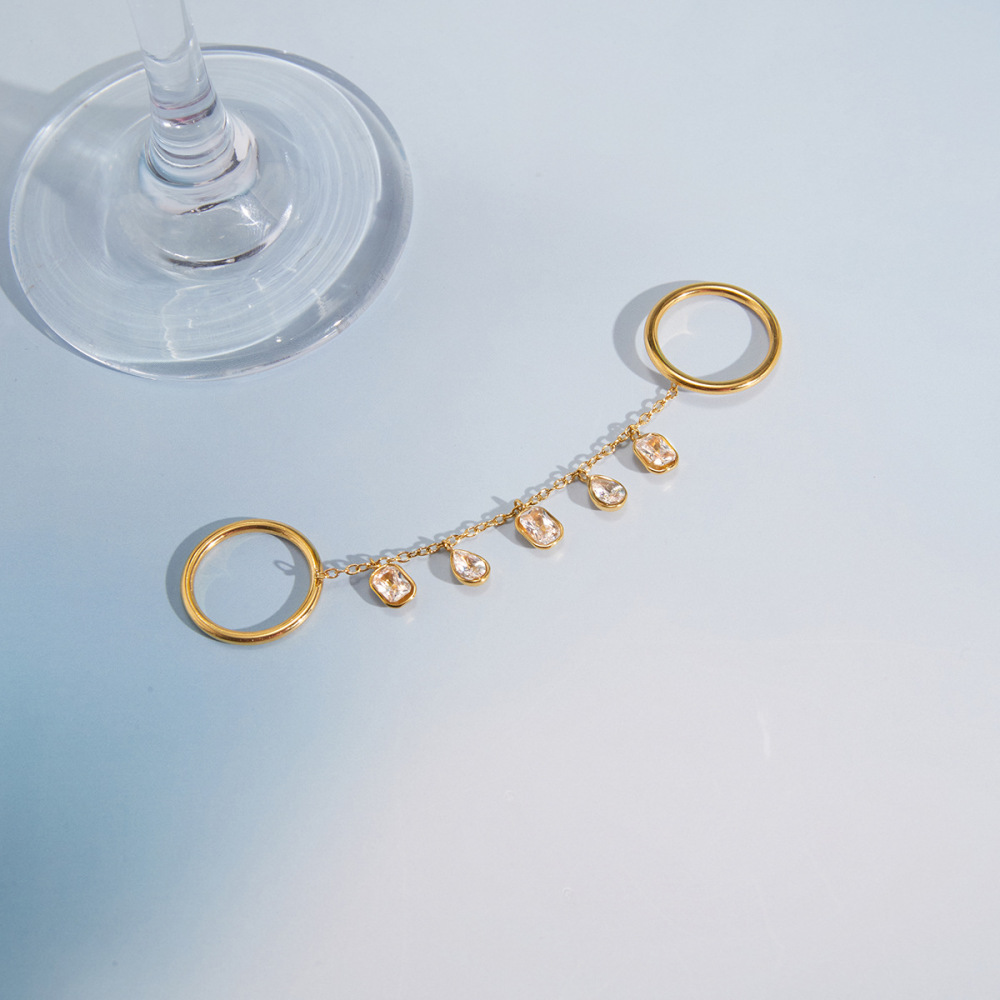 Bagues Pour Femmes Luxueuses Et Sexy À Pompon, En Acier Inoxydable Étanche Couleur Or Et Zircon. Image5