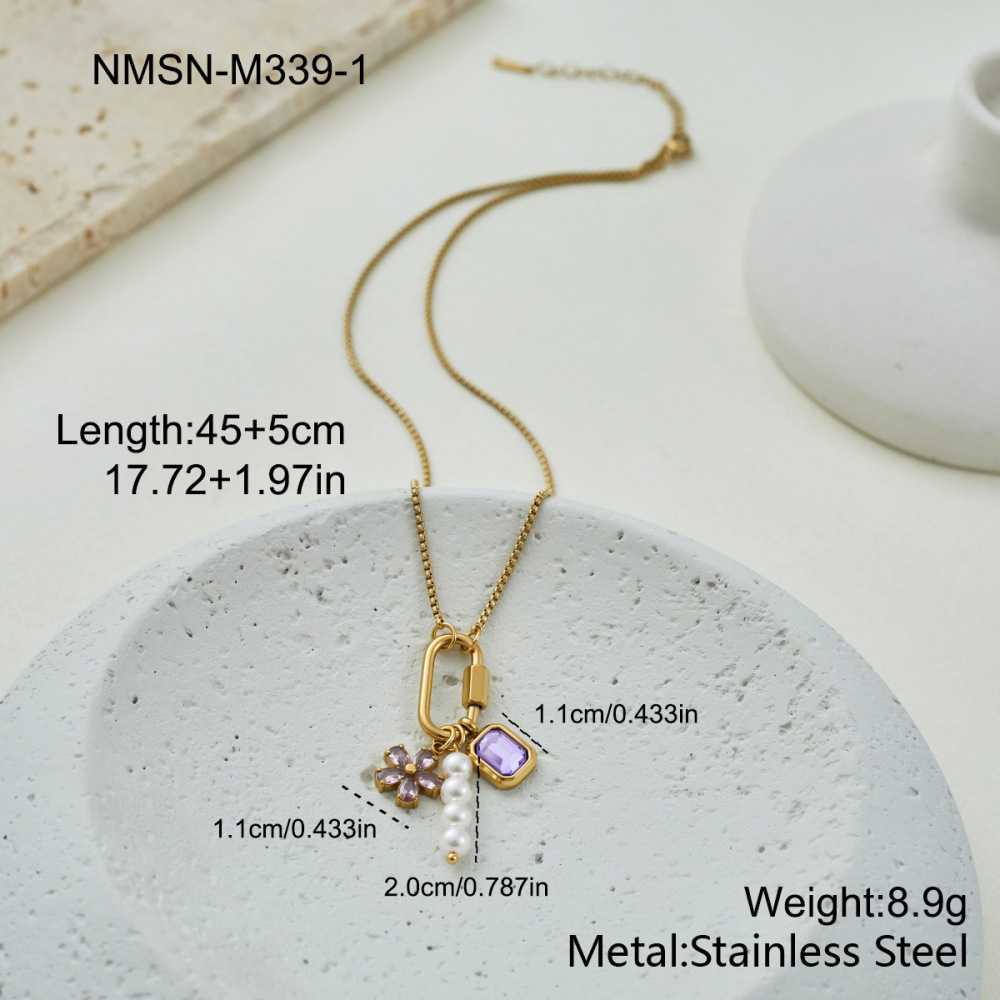 Colliers À Maillons Pour Femmes, Collection Simple Series Daily Flower Animal, En Acier Inoxydable, Étanches, Couleur Or 