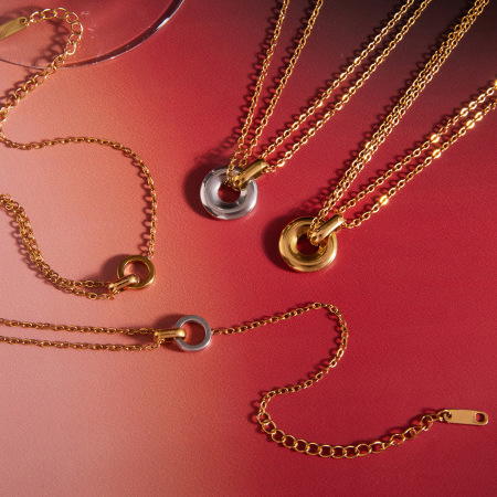 Ensembles de colliers pour femmes, simples, ronds, en acier inoxydable doré et imperméable