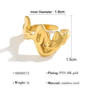 Bagues Tendance En Acier Inoxydable Doré, Forme Simple Et Irrégulière h5