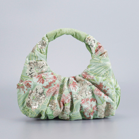 Sacs à main pour femmes en tissu brodé de fleurs et orné de perles 2
