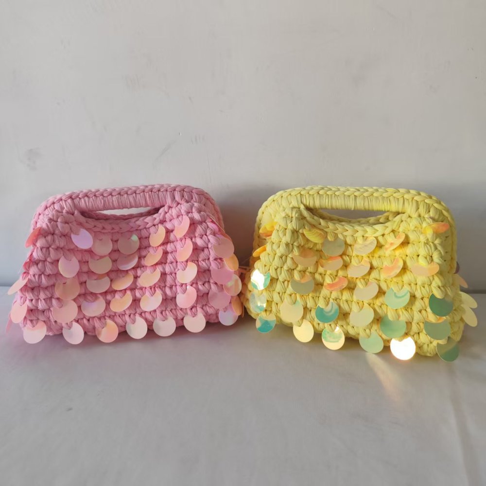 Pochettes Pour Femmes En Fil Uni À Sequins Tissés Style Vacances h5Image3