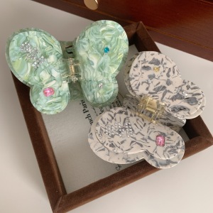 Pinces À Cheveux Pour Femmes En Acétate À Dégradé De Couleurs, Motif Papillon Doux, Série Romantique h5 Image3