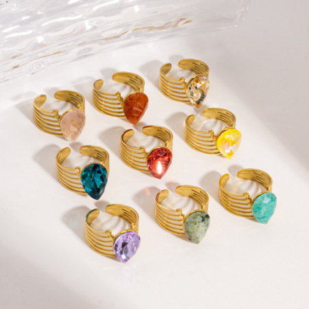 Bagues pour femmes en pierres naturelles de forme irrégulière, couleur or, collection Daily Droplet de luxe