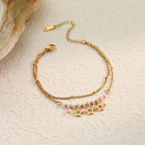 Bracelet À Maillons Pour Femme Sweet Series Flower Plant En Acier Inoxydable Étanche Couleur Or h5 Image3